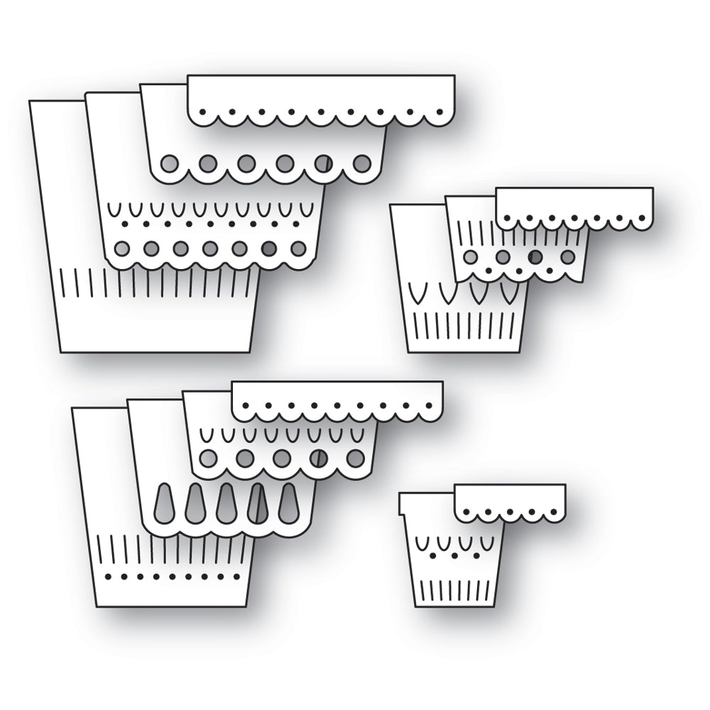 Poppy Stamps Stanzschablone - 2782 Nordic Scalloped Flower Pots