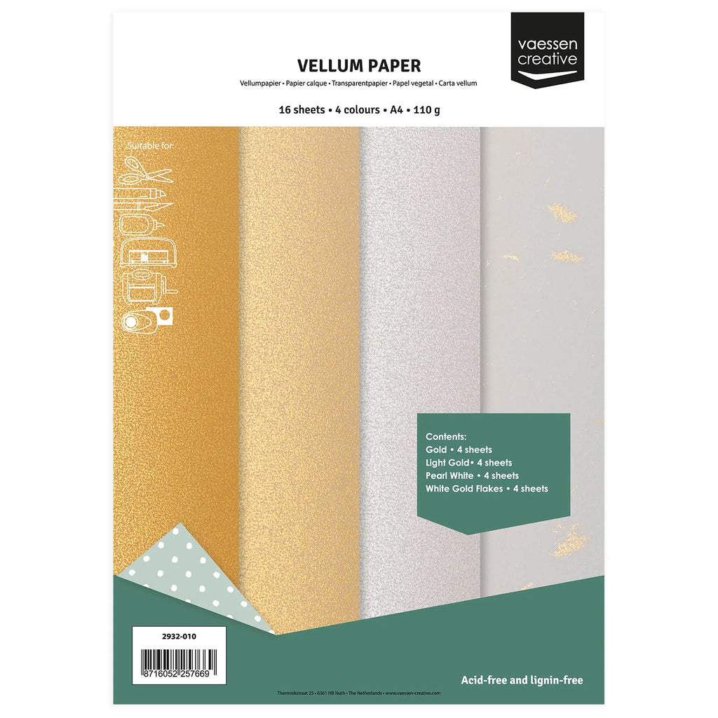 Vaessen Creative Transparentpapier A4 Gold & Weiß 110g (16 Blatt)