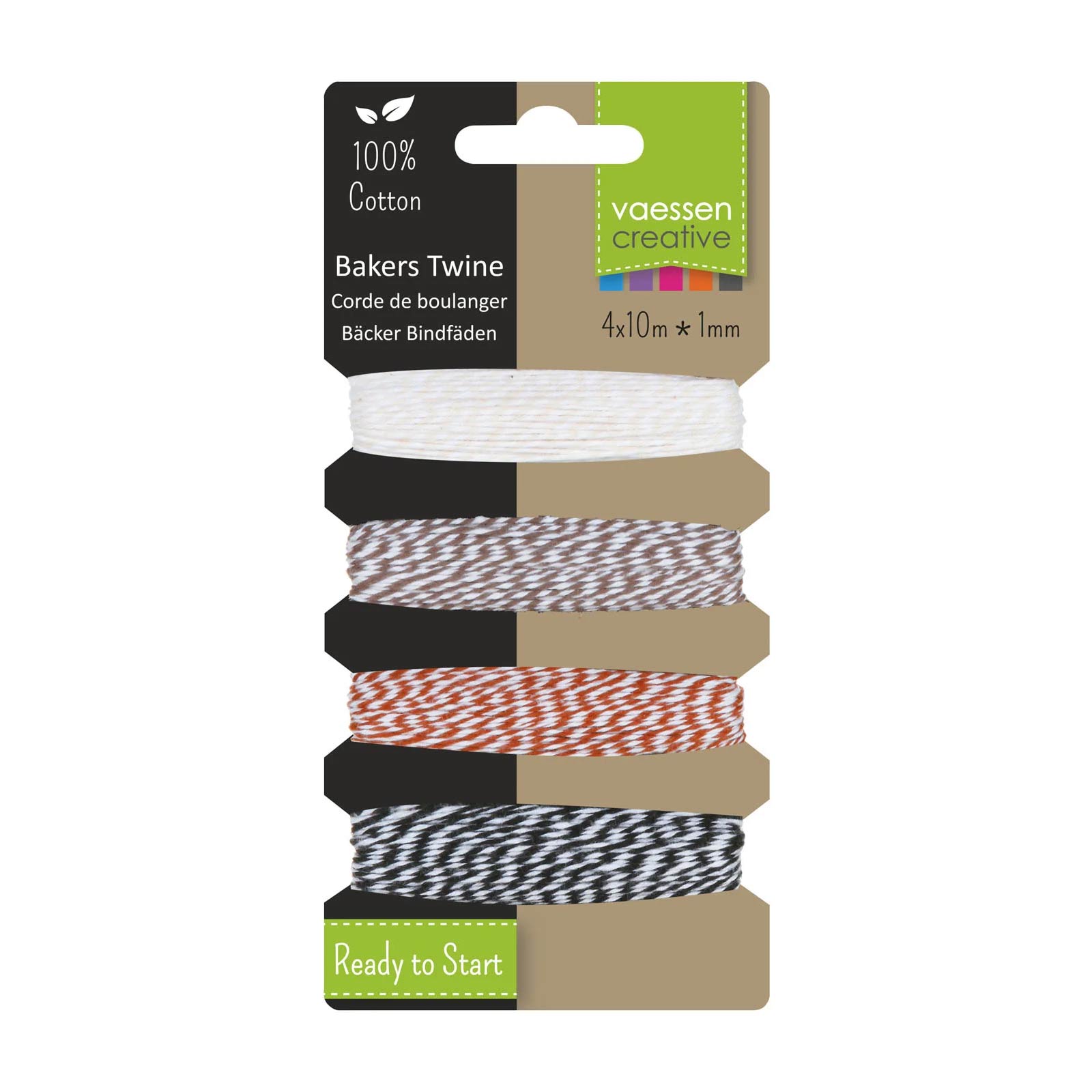Vaessen Creative Bäckergarn Bakers Twine - Creme Braun Rot Schwarz