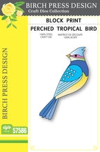 Birch Press Stanzschablone - 57586 Block Print Perched Tropical Bird