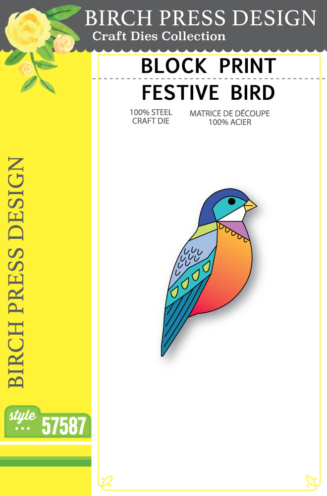 Birch Press Stanzschablone - 57587 Block Print Festive Bird
