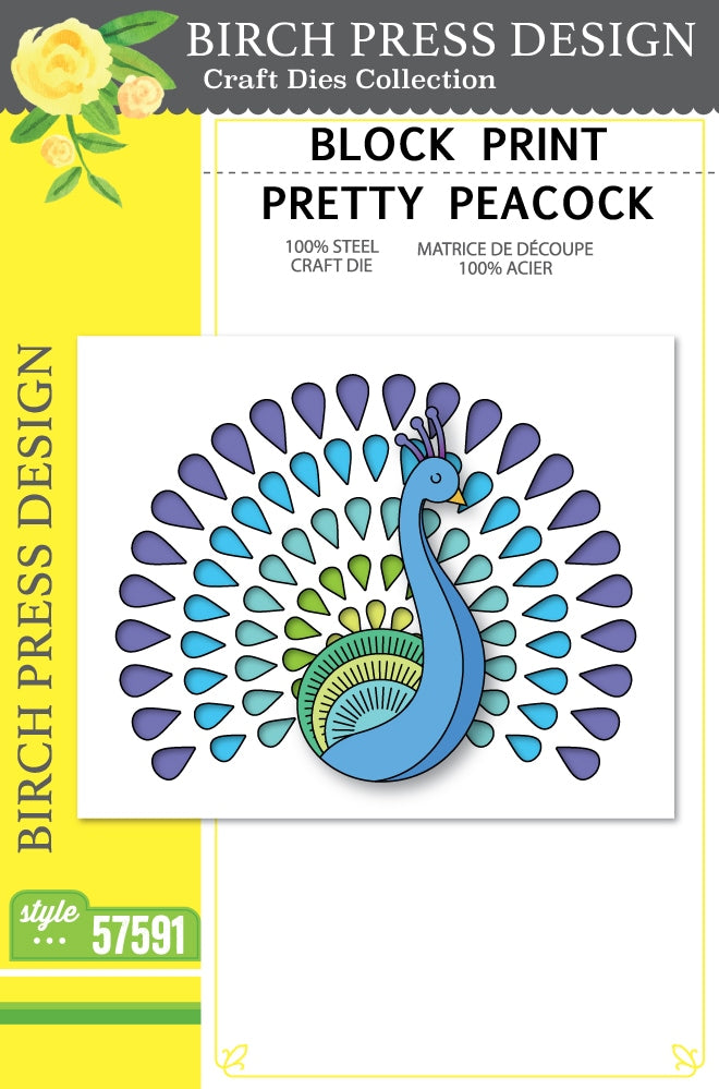 Birch Press Stanzschablone - 57591 Block Print Pretty Peacock