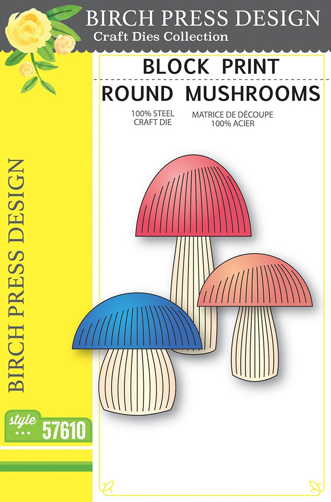 Birch Press Stanzschablone - 57610 Block Print Round Mushrooms