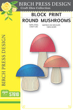 Birch Press Stanzschablone - 57610 Block Print Round Mushrooms