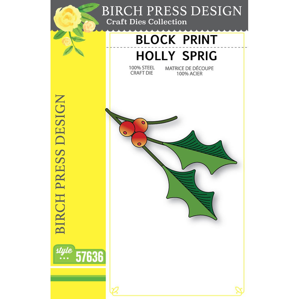 Birch Press Stanzschablone - 57636 Block Print Holly Sprig