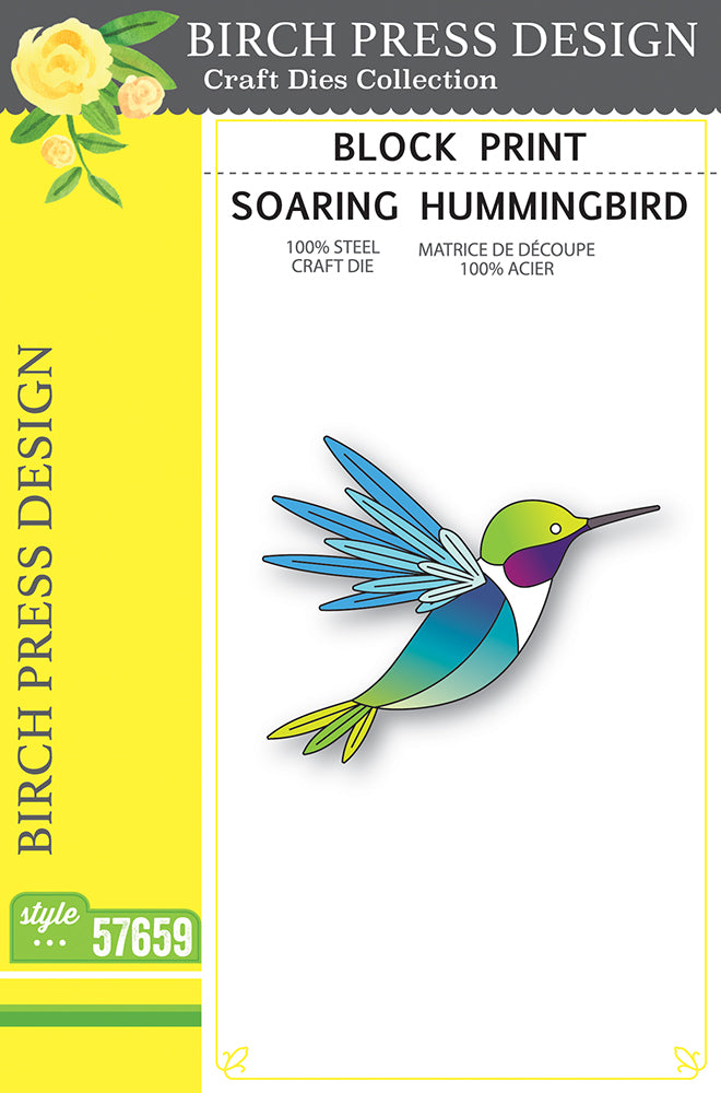 Birch Press Stanzschablone - 57659 Block Print Soaring Hummingbird