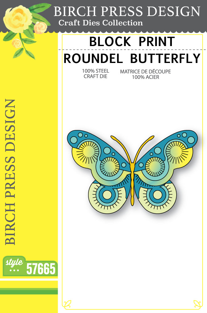 Birch Press Stanzschablone - 57665 Block Print Roundel Butterfly