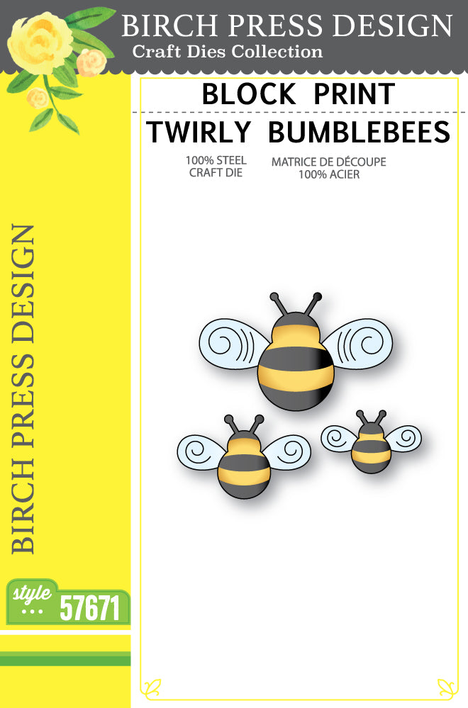 Birch Press Stanzschablone - 57671 Block Print Twirly Bumblebees
