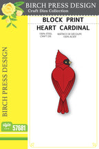 Birch Press Stanzschablone - 57681 Block Print Heart Cardinal