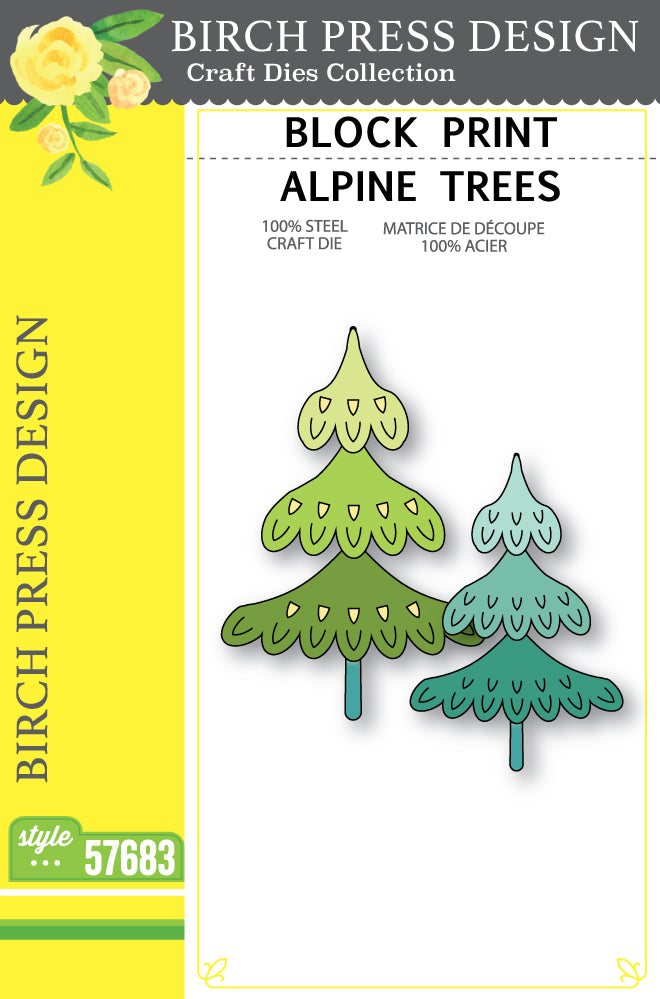 Birch Press Stanzschablone - 57683	Block Print Alpine Trees