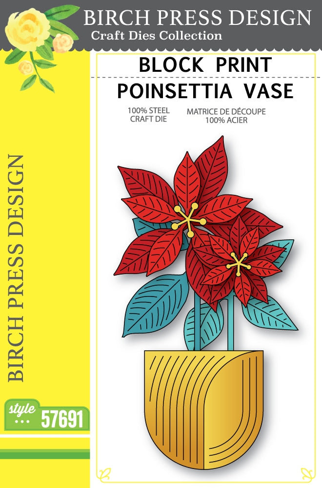 Birch Press Stanzschablone - 57691 Block Print Poinsettia Vase