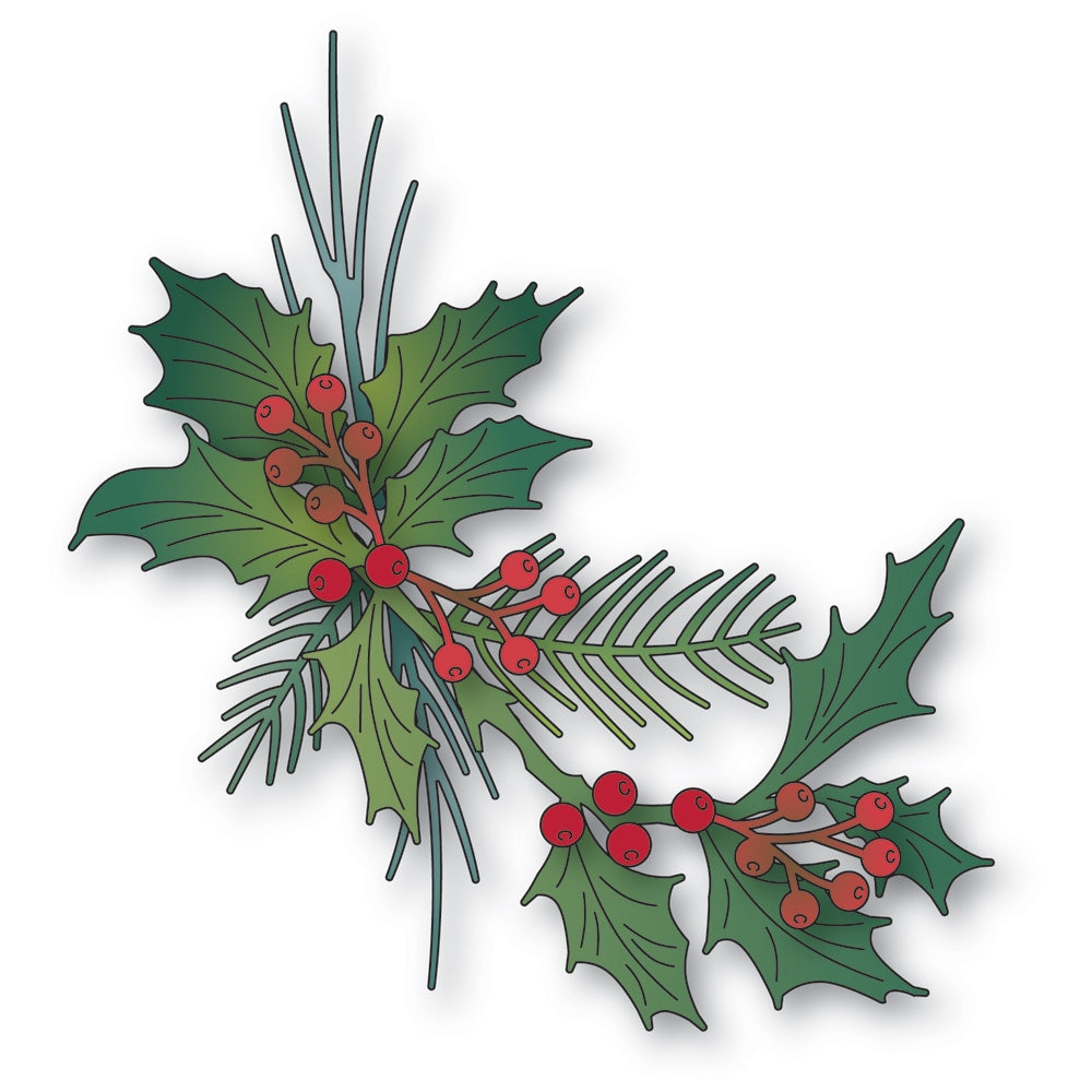Memory Box Stanzschablone - 94988 Evergreen Holly Bundle