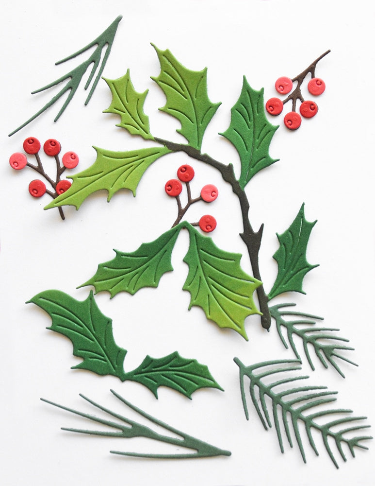 Memory Box Stanzschablone - 94988 Evergreen Holly Bundle