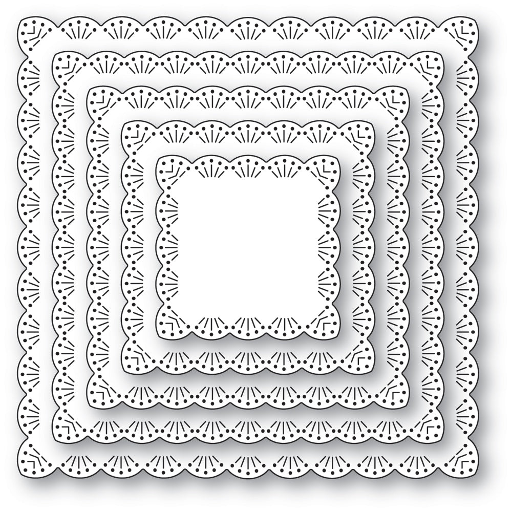 Memory Box Stanzschablone - 95008 Fan Stitch Scalloped Square Frames