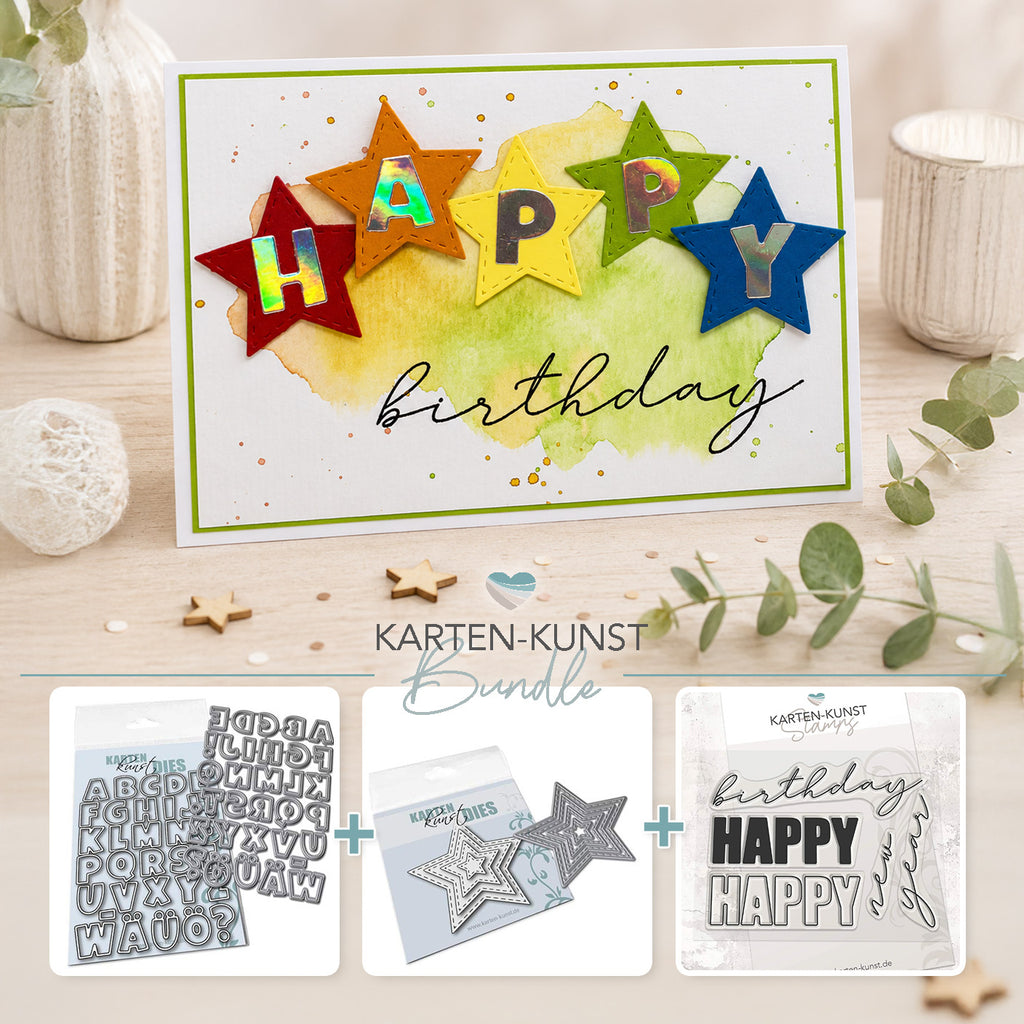Bundle für Geburtstagskarten "Bunte Sternen-Worte"