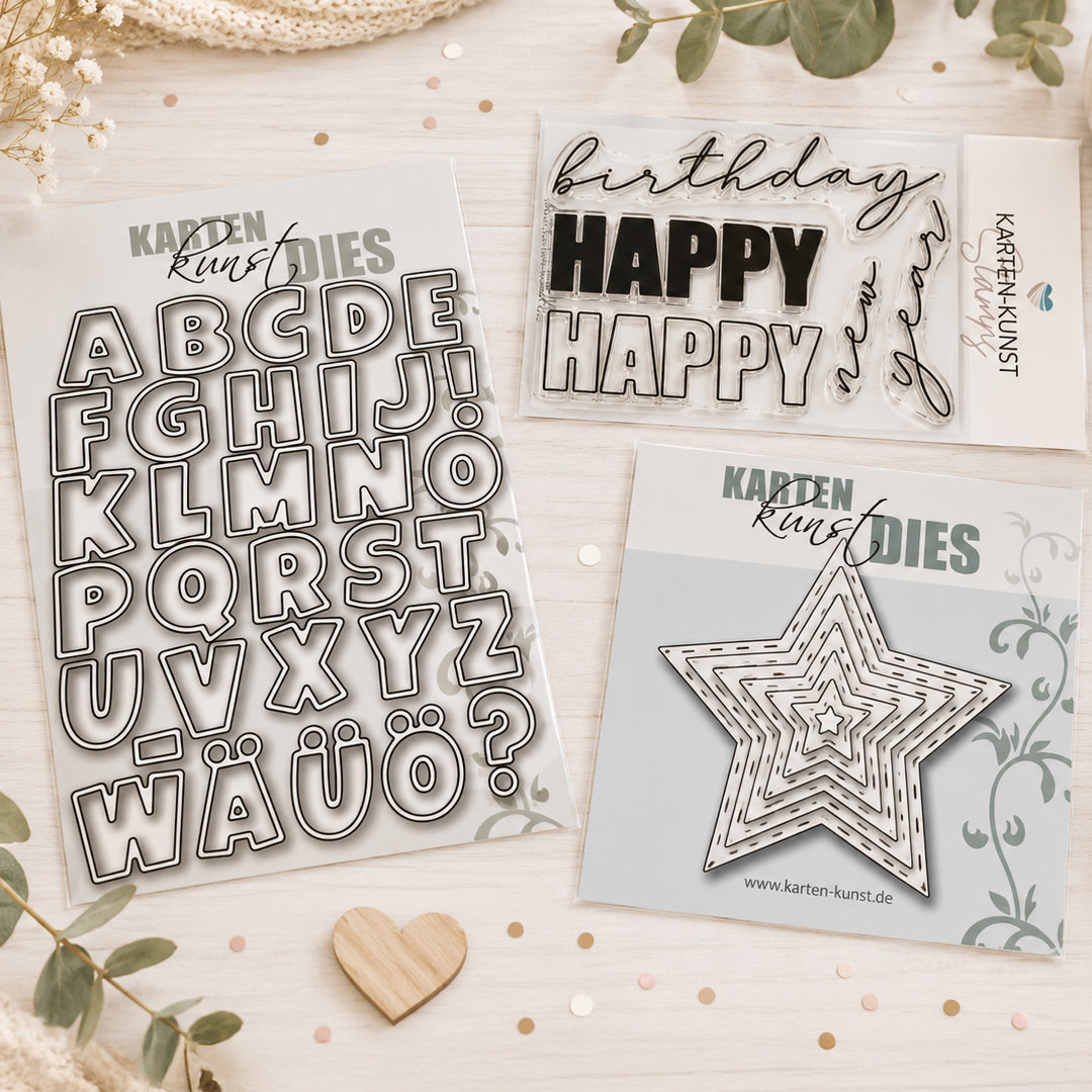 Bundle für Geburtstagskarten "Bunte Sternen-Worte"