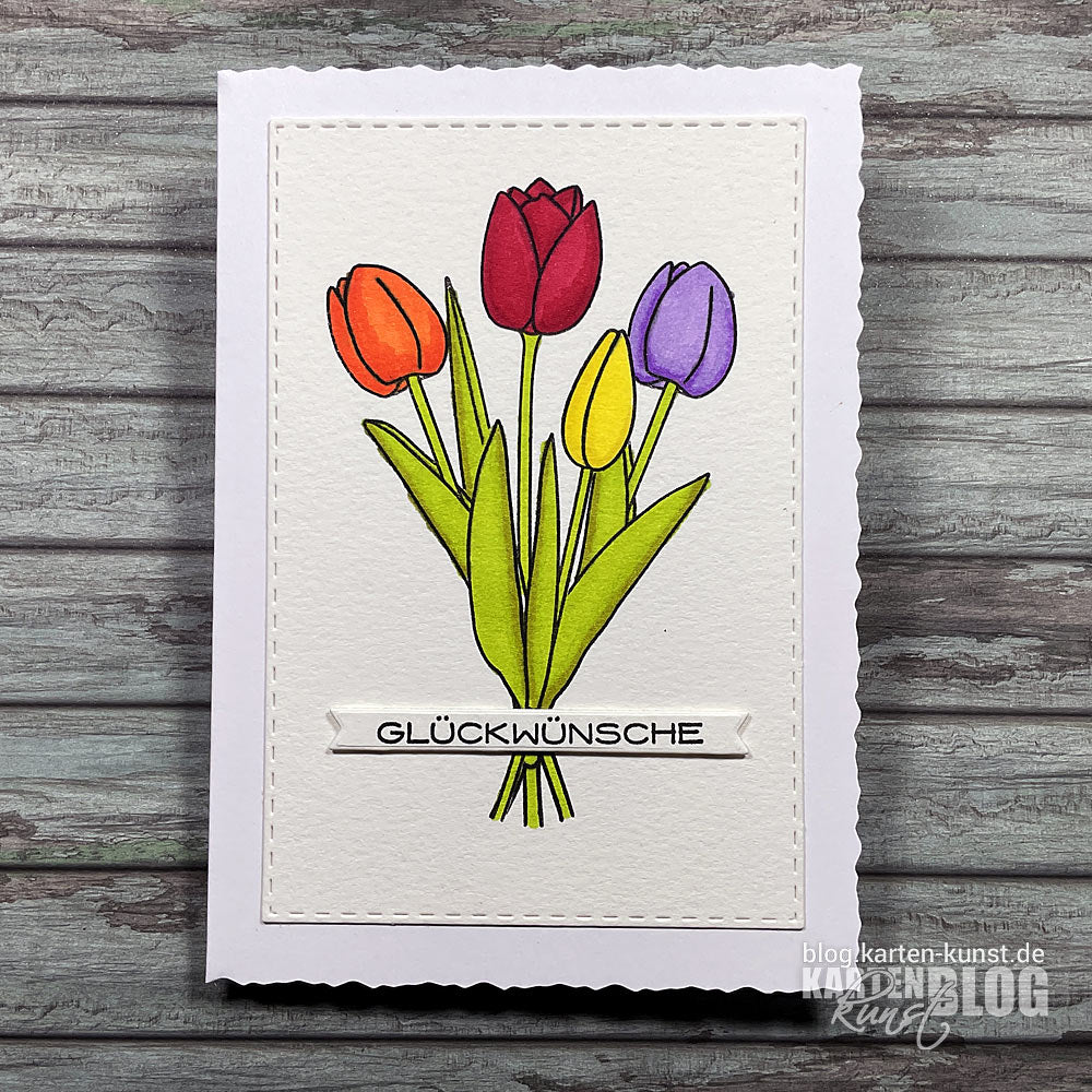 Karten-Kunst Clear Stamps KK-0234 - Scribble Tulips / Tulpen Stempel