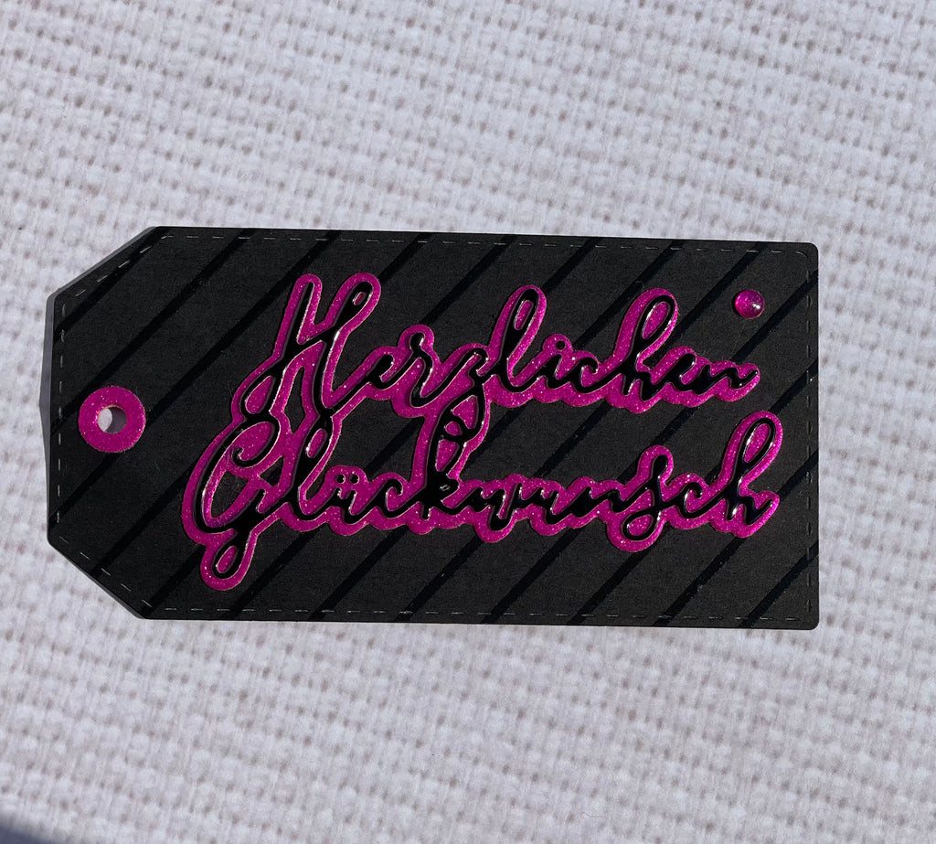 Karten-Kunst Stanzschablone kk-D143 - Elegant Script Herzlichen Glückwunsch