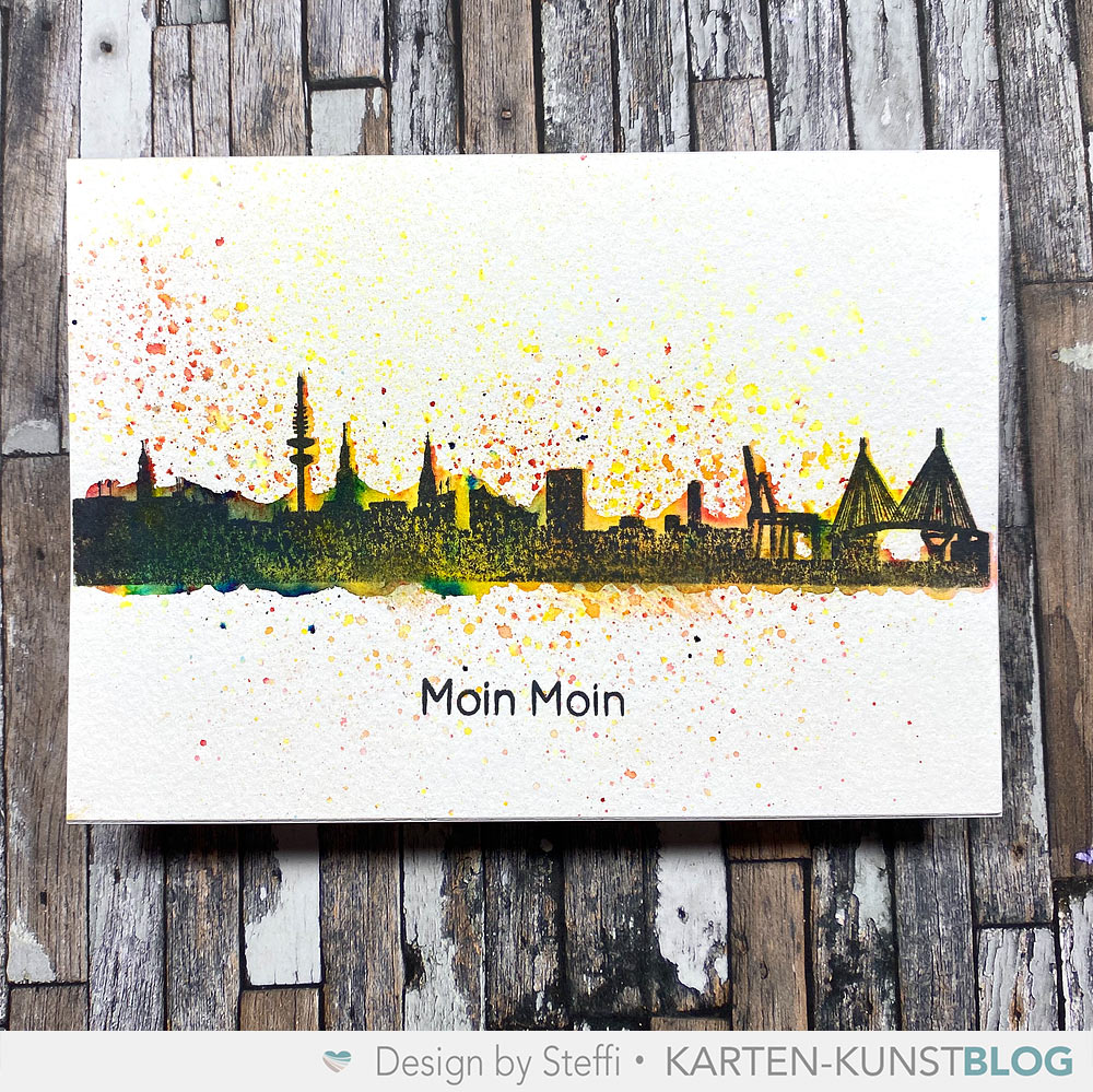 Karten-Kunst Clear Stamp-Set Motiv-Stempel Landschaft Skyline Frankfurt
