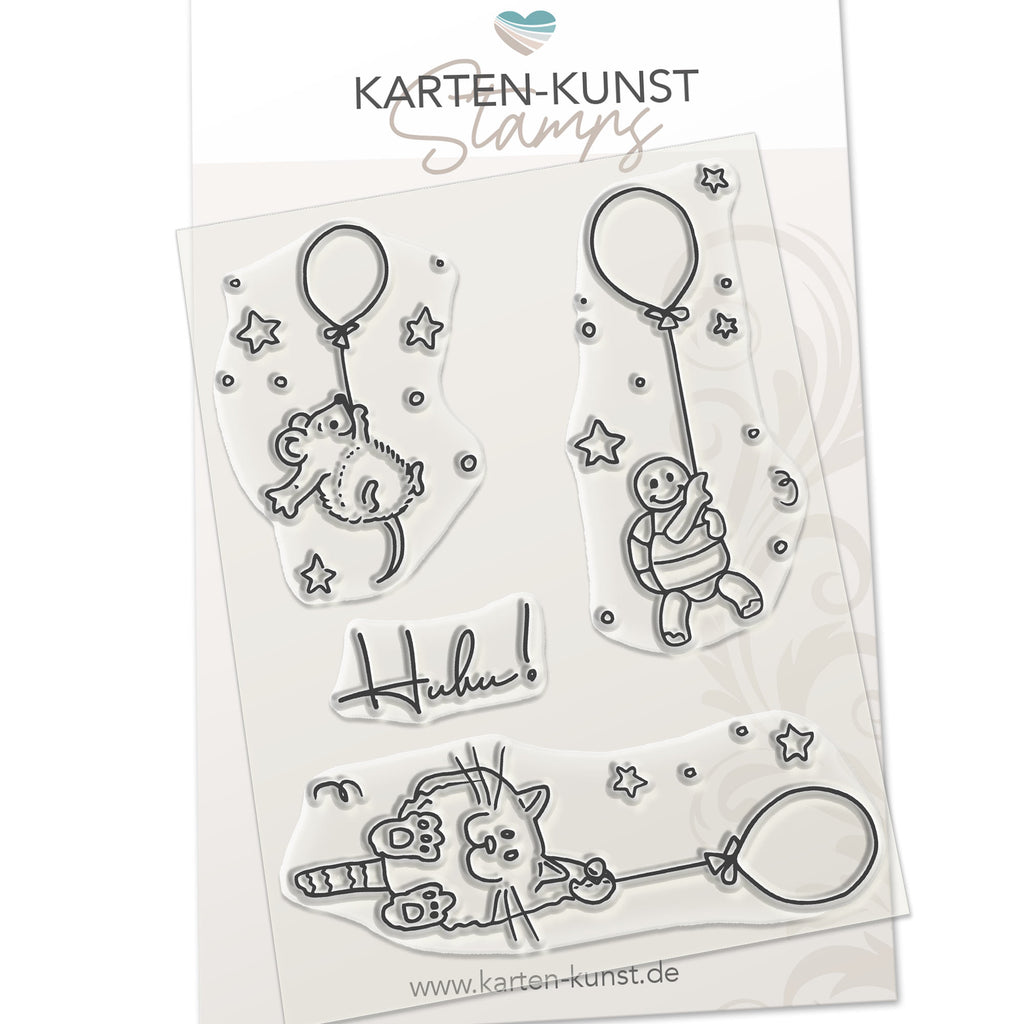 Karten-Kunst Clear Stamps KK-0077 - Viecher auf Ballonfahrt
