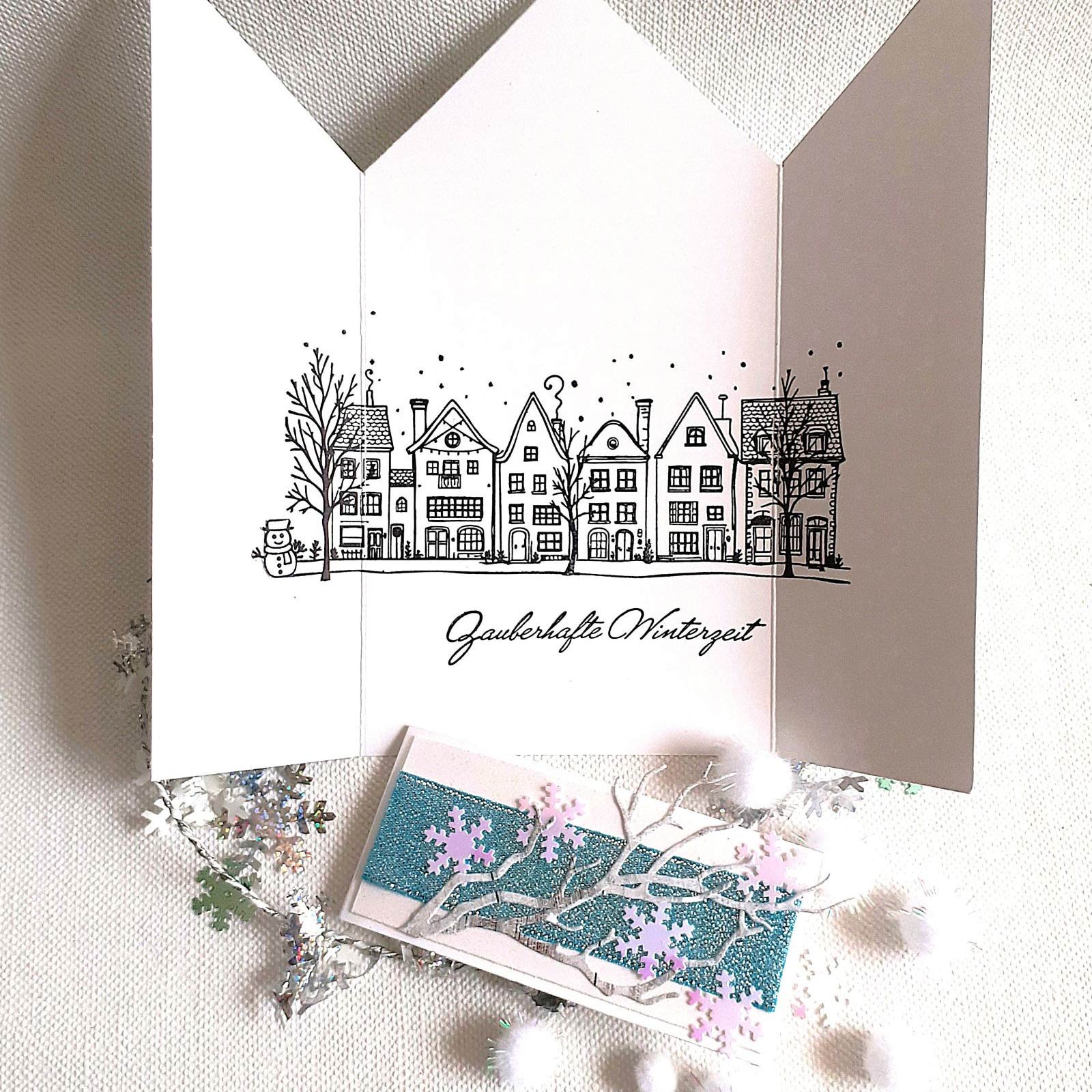 Karten-Kunst Clear Stamps GROSS KK-0288 - Winterliche Häuser