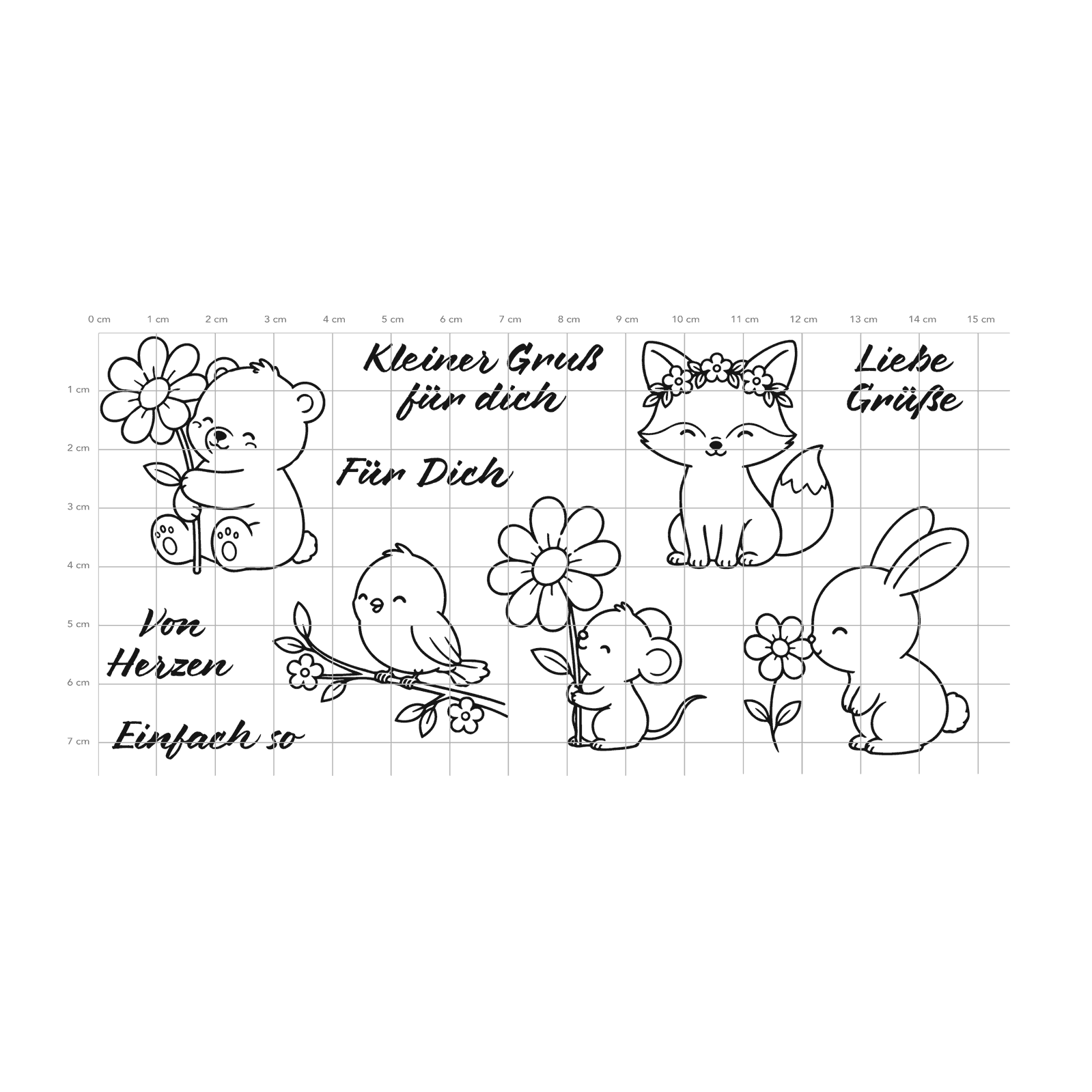 Karten-Kunst Clear Stamps KK-0300 - Tierische Blumengrüße