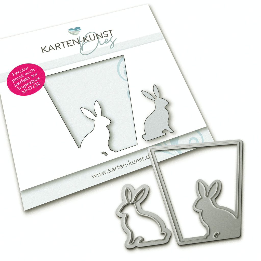 Karten-Kunst Stanzschablone kk-D234 - Trapez-Fenster Hase