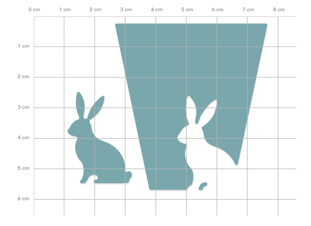 Karten-Kunst Stanzschablone kk-D234 - Trapez-Fenster Hase