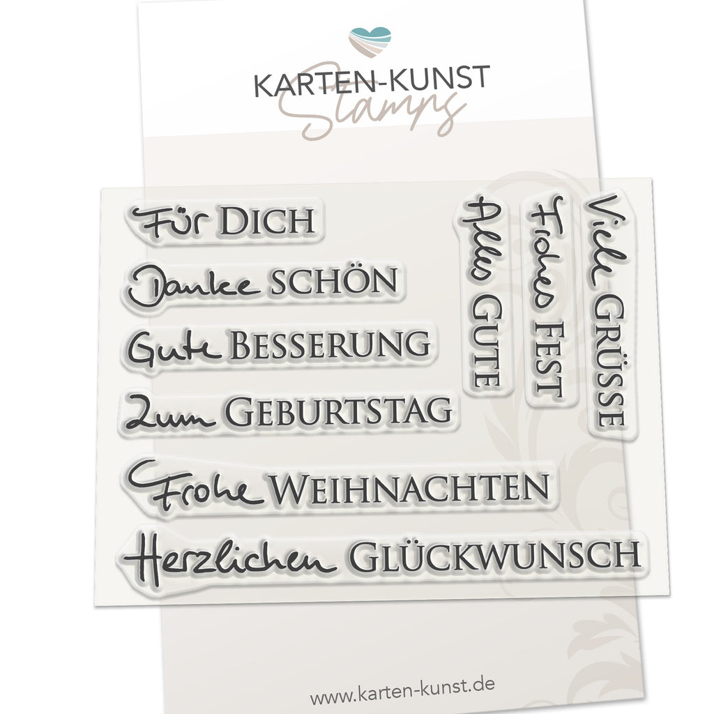 Karten-Kunst Clear Stamps KK-0118 - Kombi-Set Grüße 2
