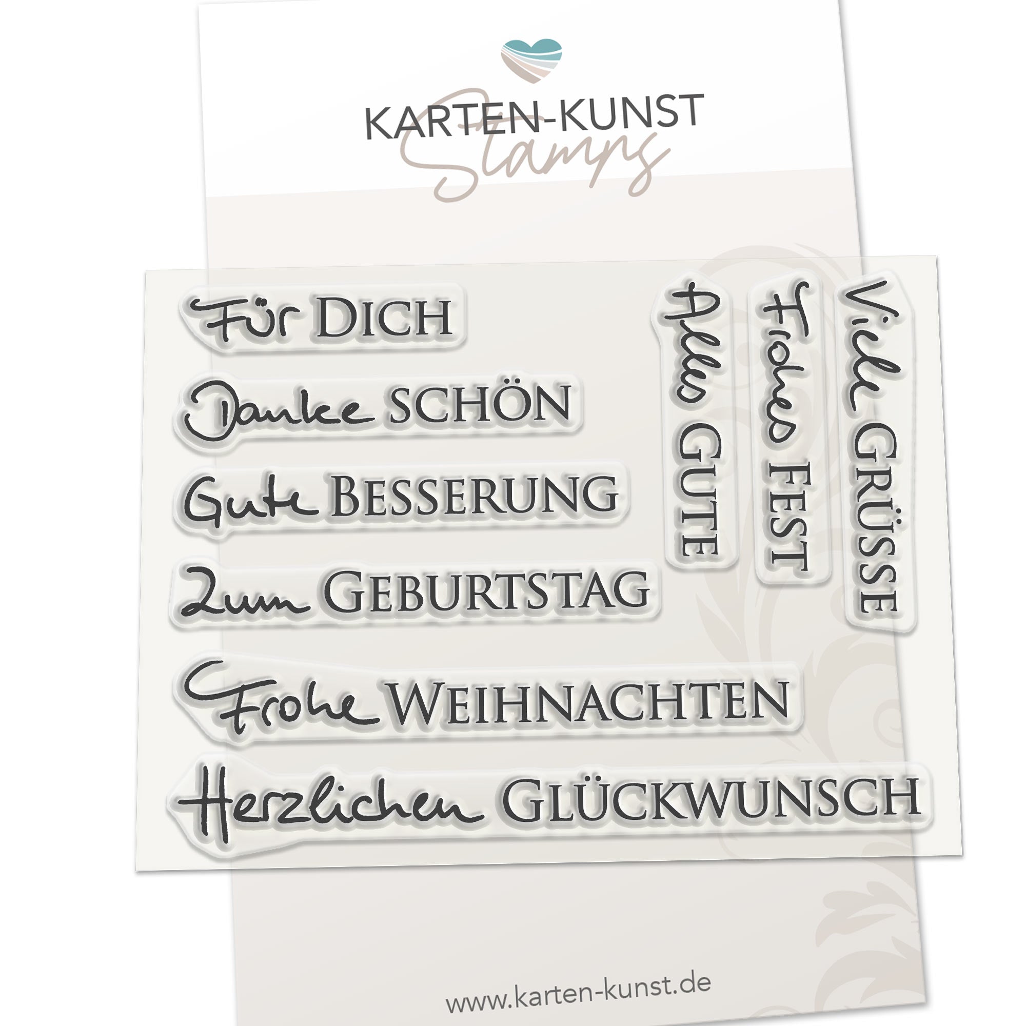Karten-Kunst Clear Stamps KK-0118 - Kombi-Set Grüße 2