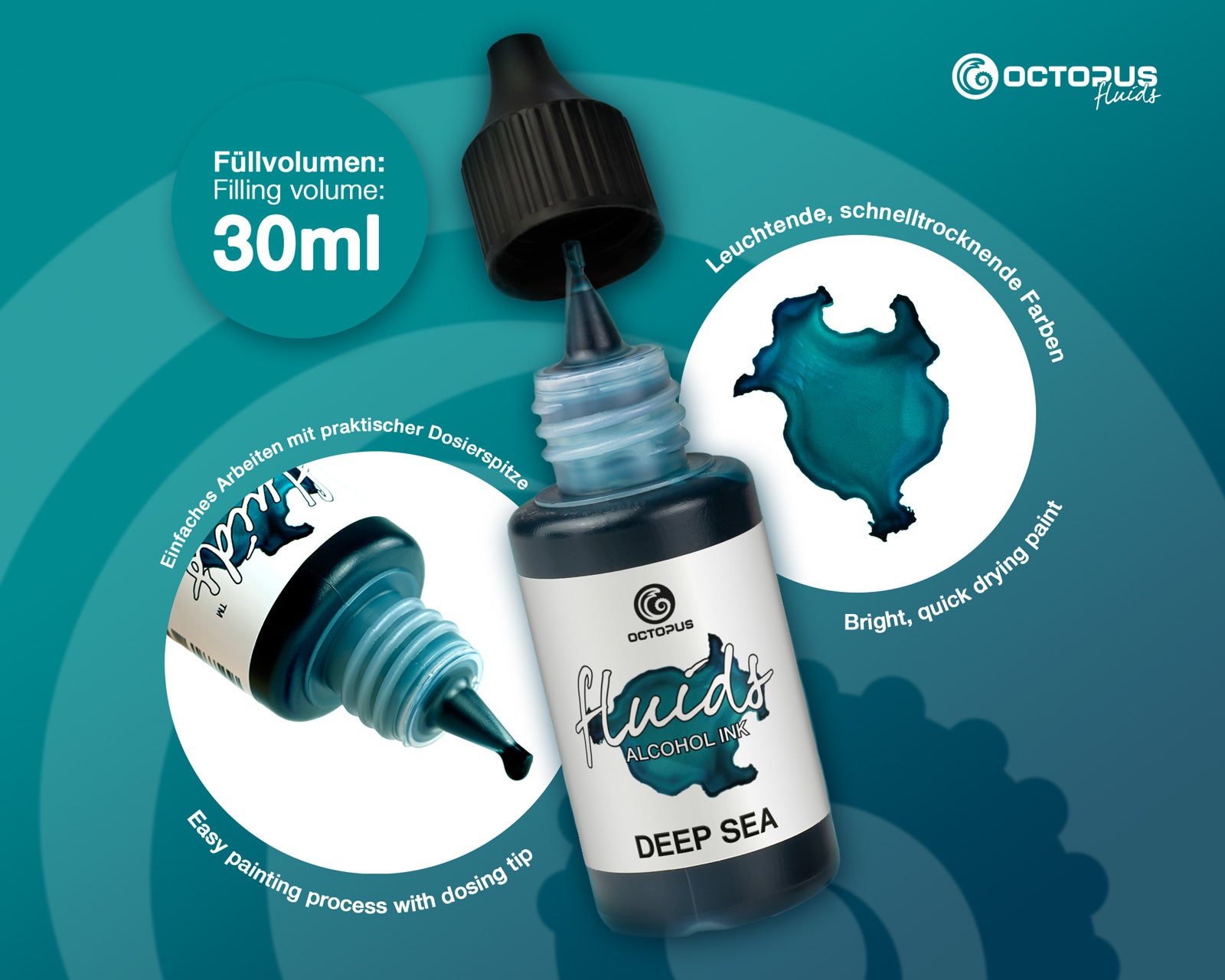 Octopus Fluids Alcohol Ink 30ml - Deep Sea