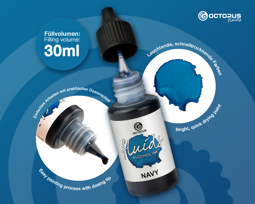 Octopus Alcohol Ink Octopus Fluids Alcohol Ink 30ml - Navy – Karten-Kunst Shop