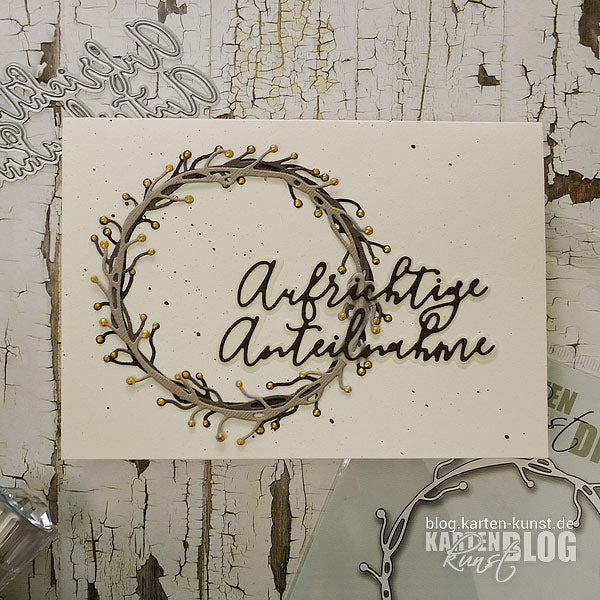 Karten-Kunst Stanzschablone kk-D116 - Elegant Script Aufrichtige Anteilnahme
