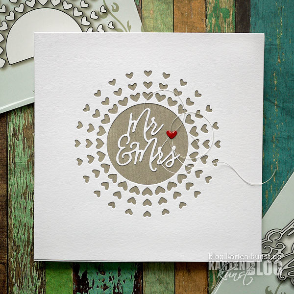 Karten-Kunst Stanzschablone kk-D132 - Elegant Script Mr & Mrs für Hochzeitskarten