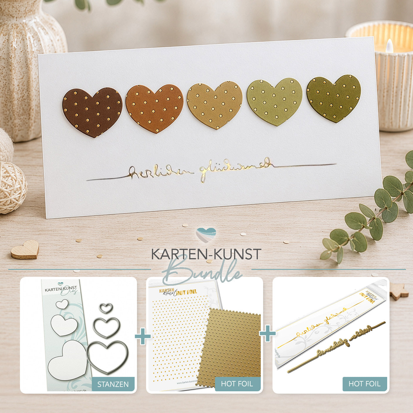 Hot Foil Karten-Bundle - Herzen & Punkte