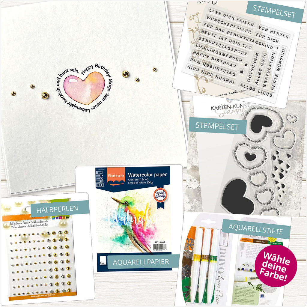 Kreativ-Bundle „Von Herzen – fließender Aquarell-Effekt“