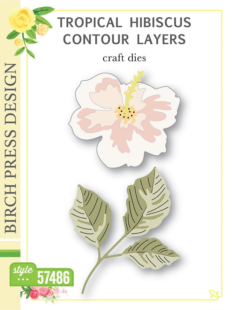 Birch Press Stanzschablone - Tropical Hibiscus Contour Layers