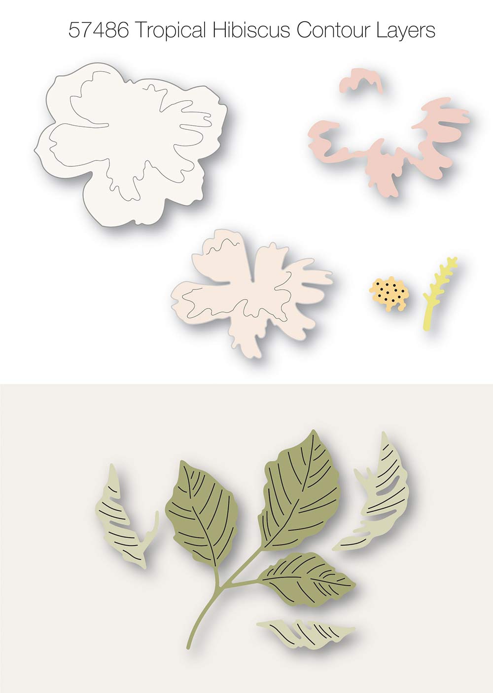 Birch Press Stanzschablone - Tropical Hibiscus Contour Layers