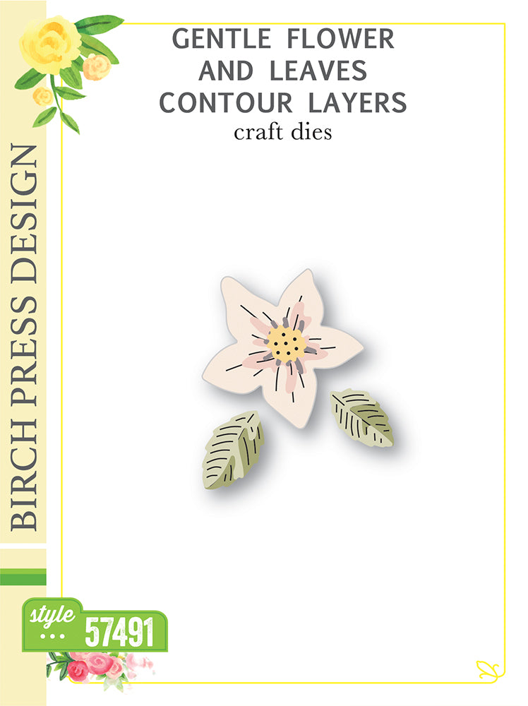 Birch Press Stanzschablone - 57491 Gentle Flower and Leaves Contour Layers