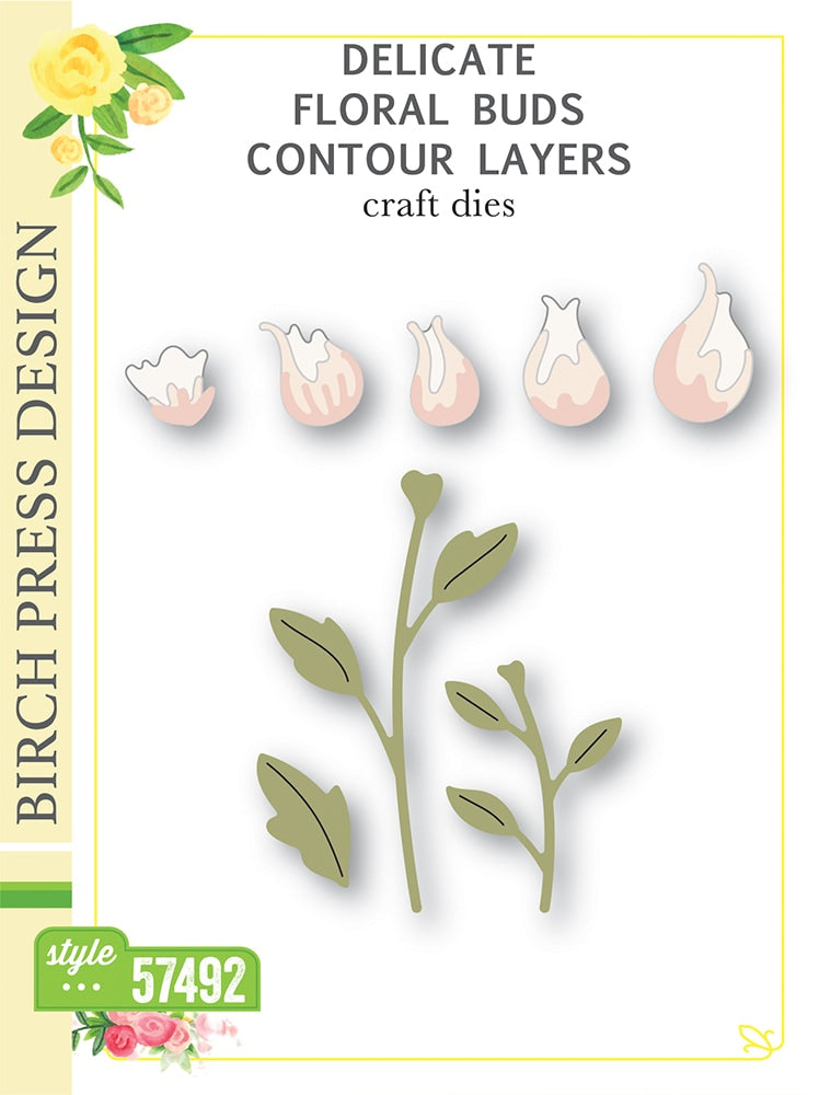 Birch Press Stanzschablone - Delicate Floral Buds Contour Layers