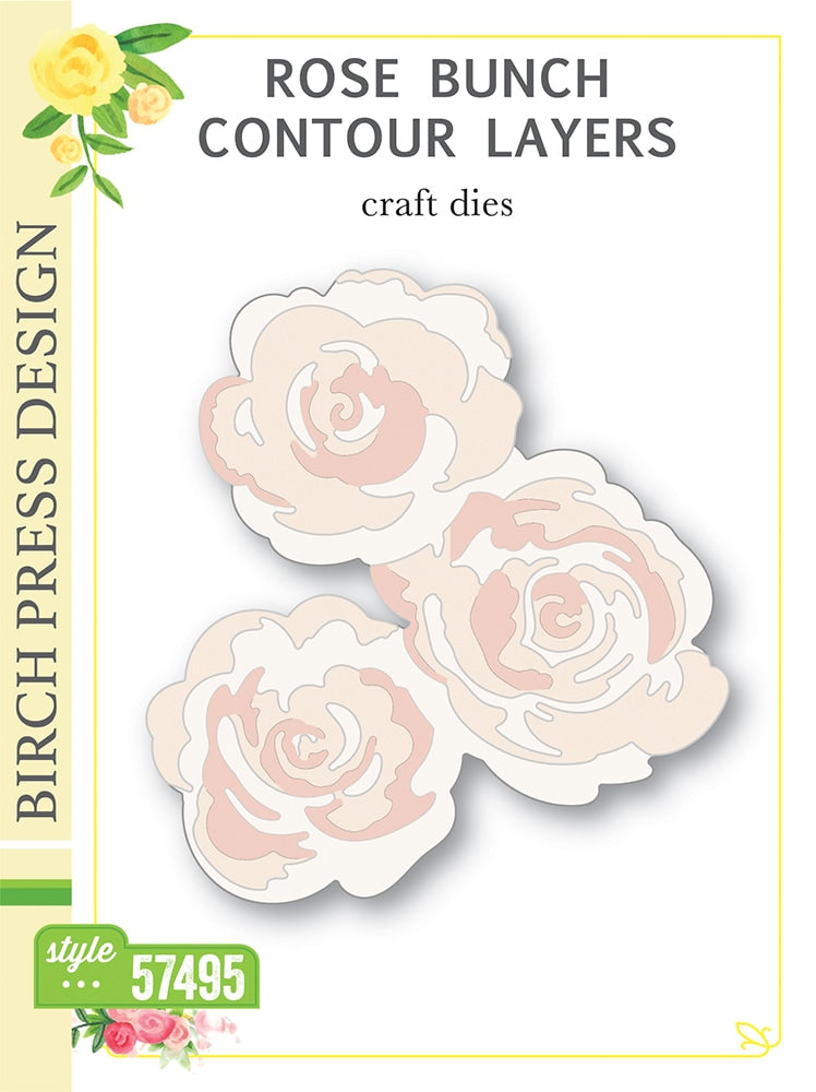 Birch Press Stanzschablone - Rose Bunch Contour Layers