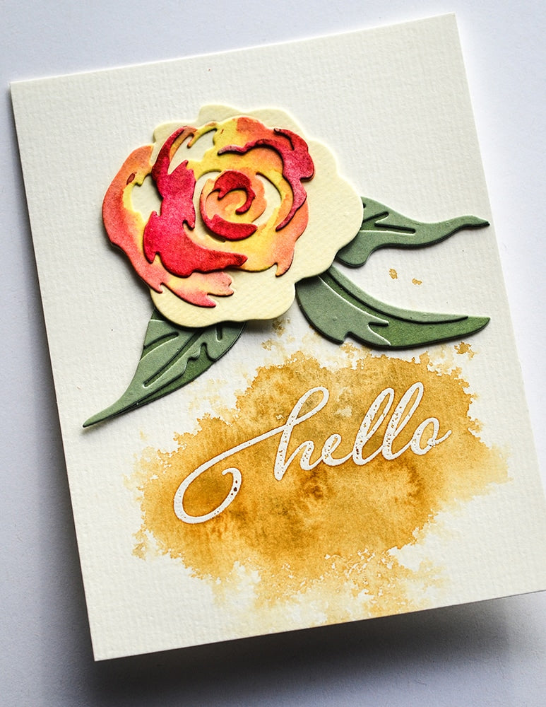 Birch Press Stanzschablone - Winsome Rose and Leaves Contour Layers