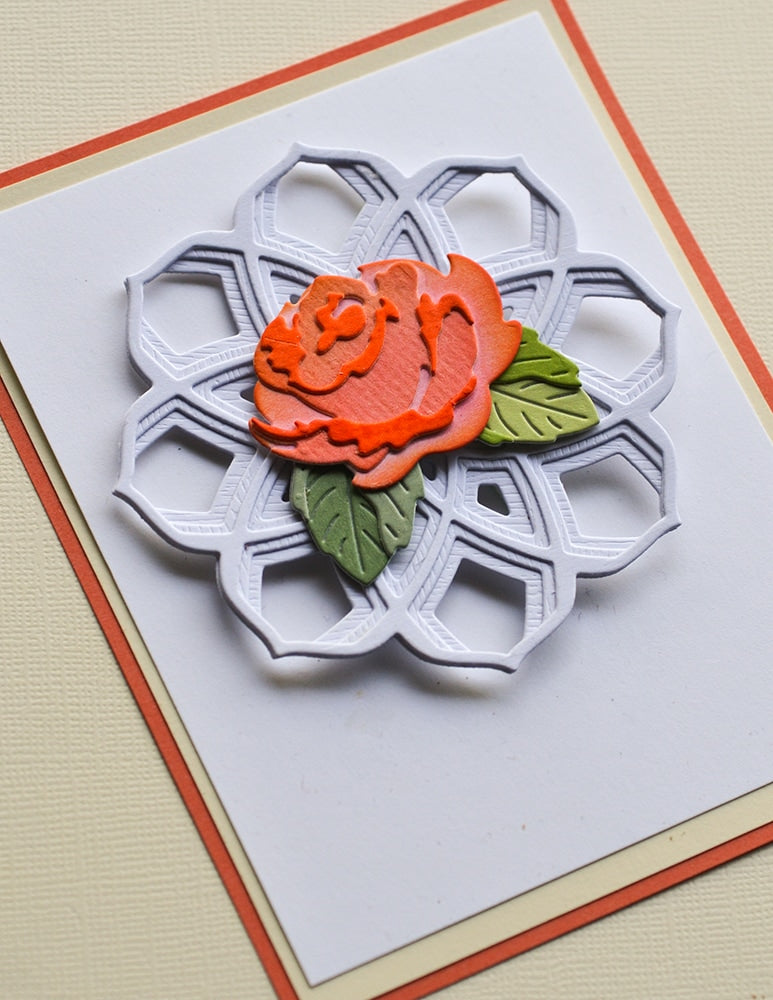 Birch Press Stanzschablone - Dainty Rose and Leaves Contour Layers