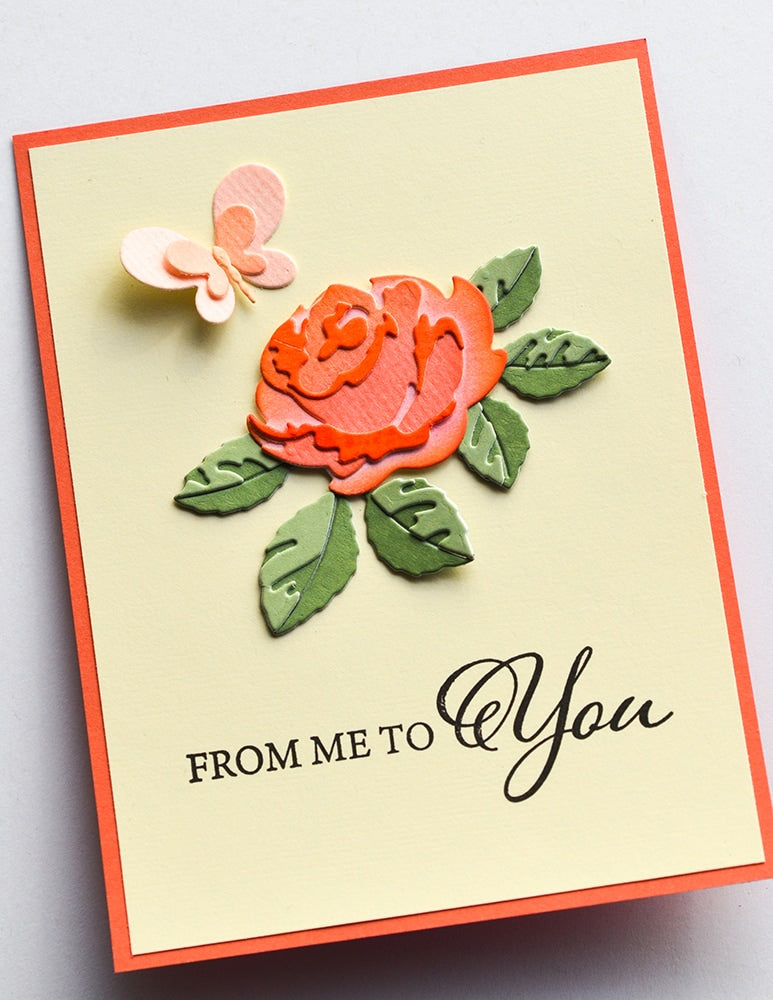 Birch Press Stanzschablone - Dainty Rose and Leaves Contour Layers