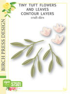 Birch Press Stanzschablone - Tiny Tuft Flowers and Leaves Contour Layers