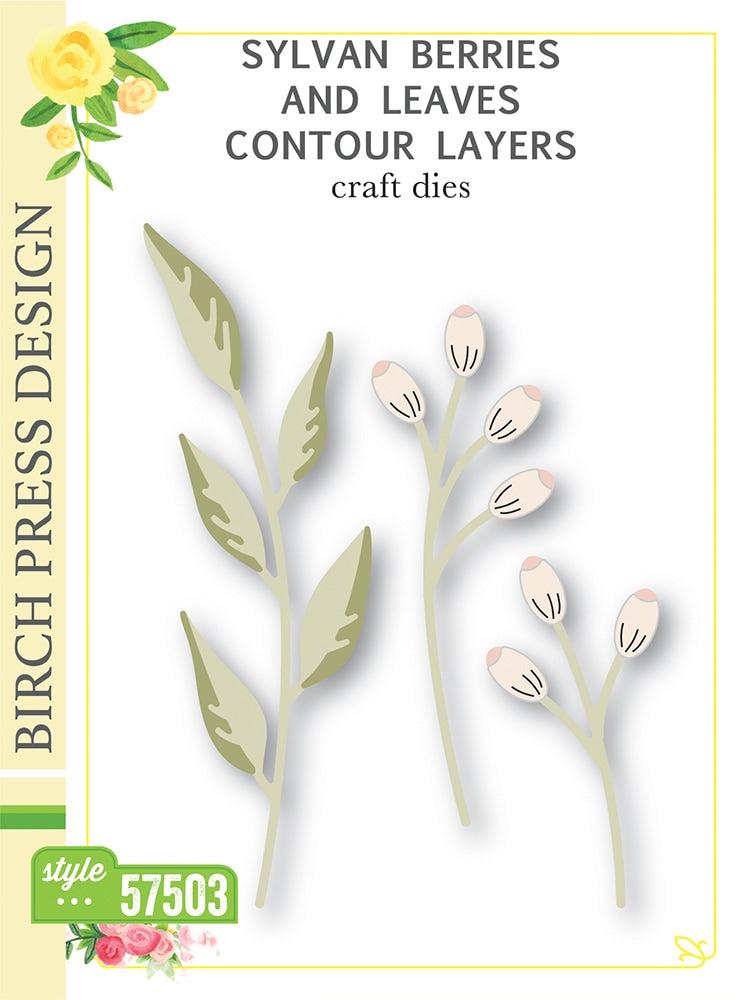 Birch Press Stanzschablone - Sylvan Berries and Leaves Contour Layers