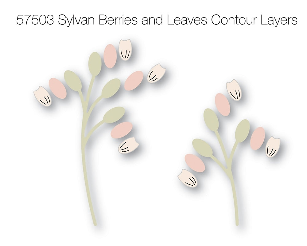 Birch Press Stanzschablone - Sylvan Berries and Leaves Contour Layers