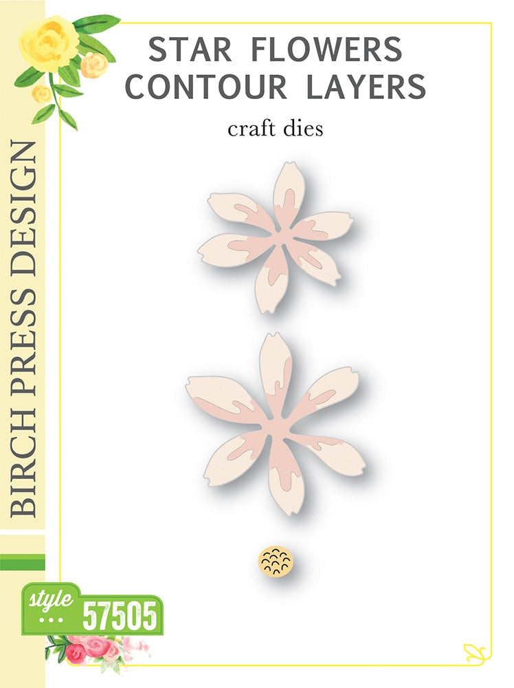 Birch Press Stanzschablone - Star Flowers Contour Layers