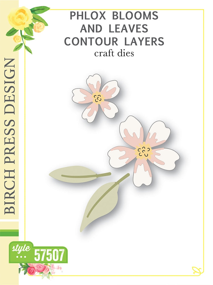 Birch Press Stanzschablone - Phlox Blooms and Leaves Contour Layers