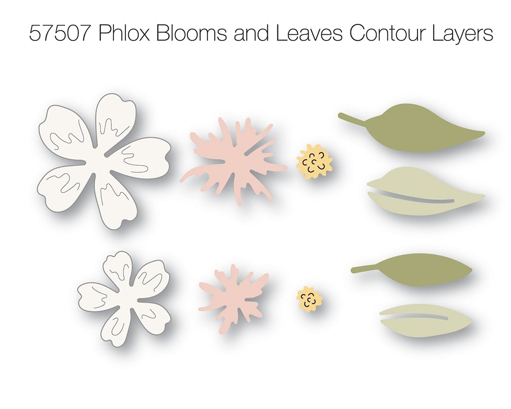 Birch Press Stanzschablone - Phlox Blooms and Leaves Contour Layers